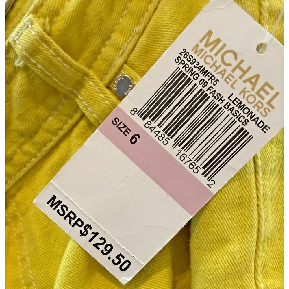 MICHAEL KORS Jeans Lemon Yellow Women's Skinny Size 6 NWT